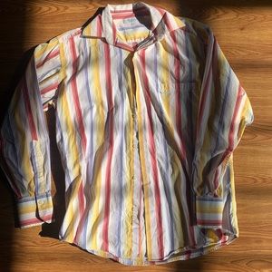 Multi-Colored Striped Alex Cannon Men’s Small Button Down Shirt